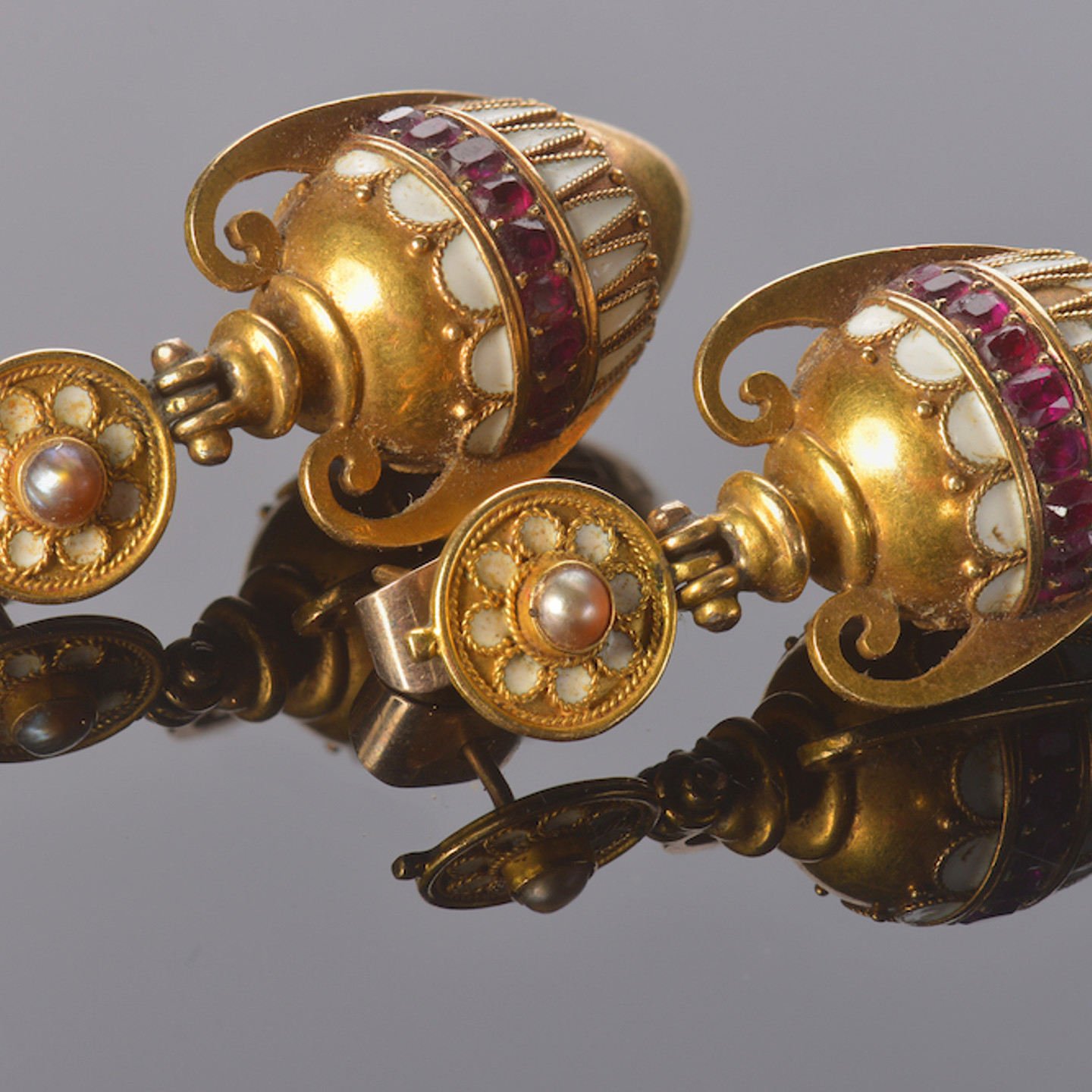 Carlo Giuliano Victorian Etruscan Revival Gold Earrings. Sold For £7,800