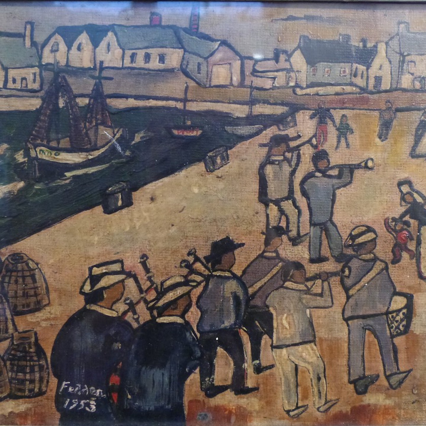 Mary Fedden (1915 2012) Oil On Board Breton Musicians Signed And Dated Fedden 1953 Lower Left, With Label Verso No 2 Breton Musicians Aug 53 Mary Fedden Sold For Ś1,000