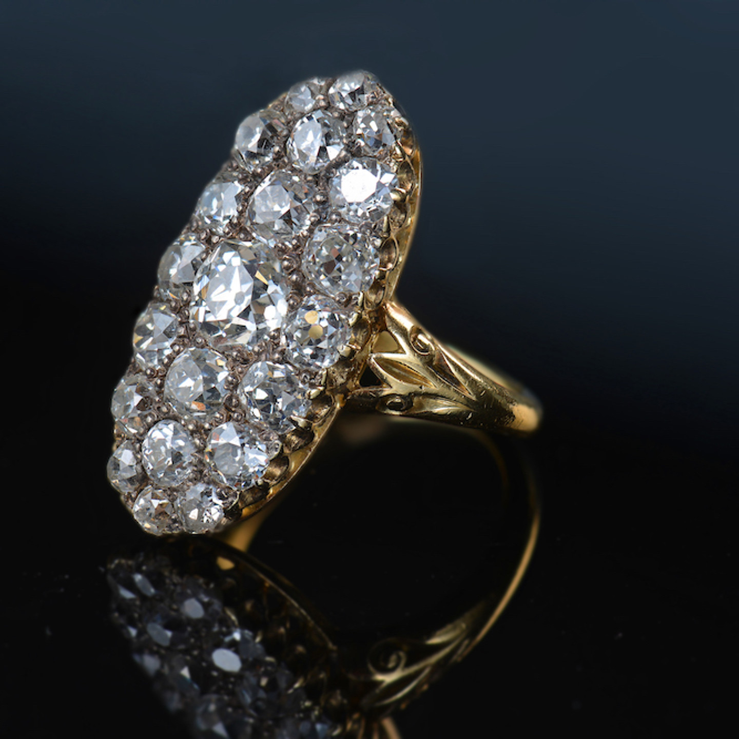 Victorian Ring Set With Old Cut Diamonds. Sold For £4,700