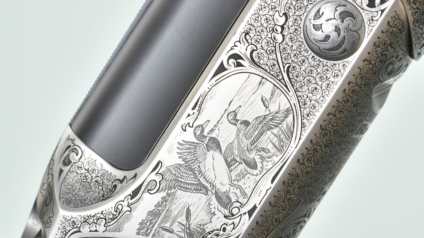 Blaser F16 Grand Luxe 12 bore over under ejector shotgun with Bonsi Brothers engraved locks