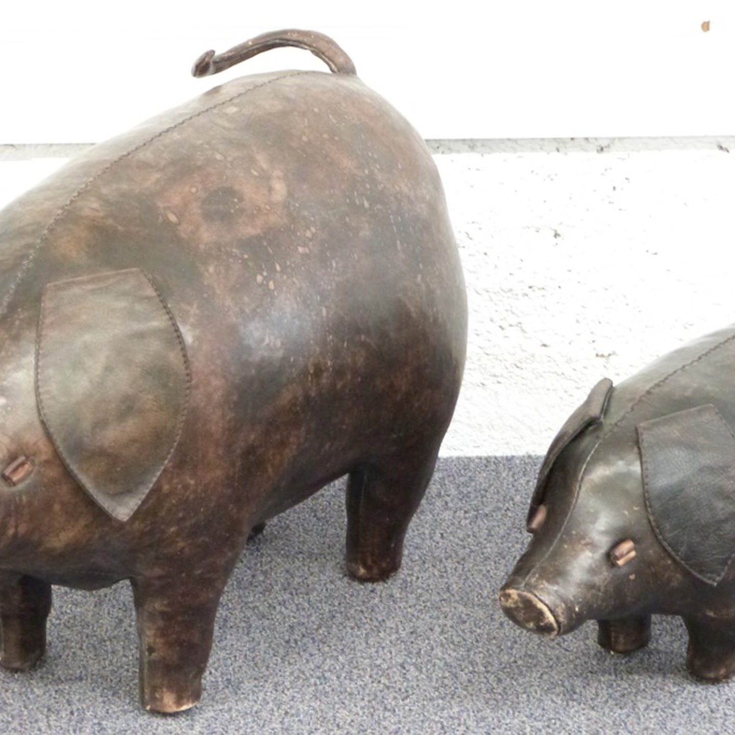 Two Leather Pig Footstools, Pig And Piglet, Possibly Liberty, Tallest 45Cm HAMMER Ś750