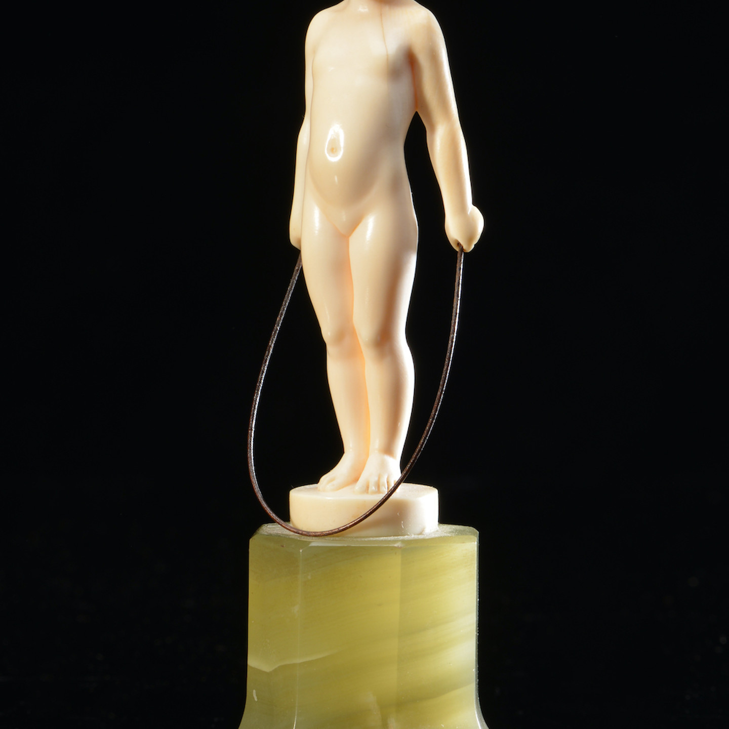 Ferdinand Preiss Carved Ivory Figure Of A Girl With A Skipping Rope Signed To Plinth On Octagonal Onyx Base. Sold £1,100