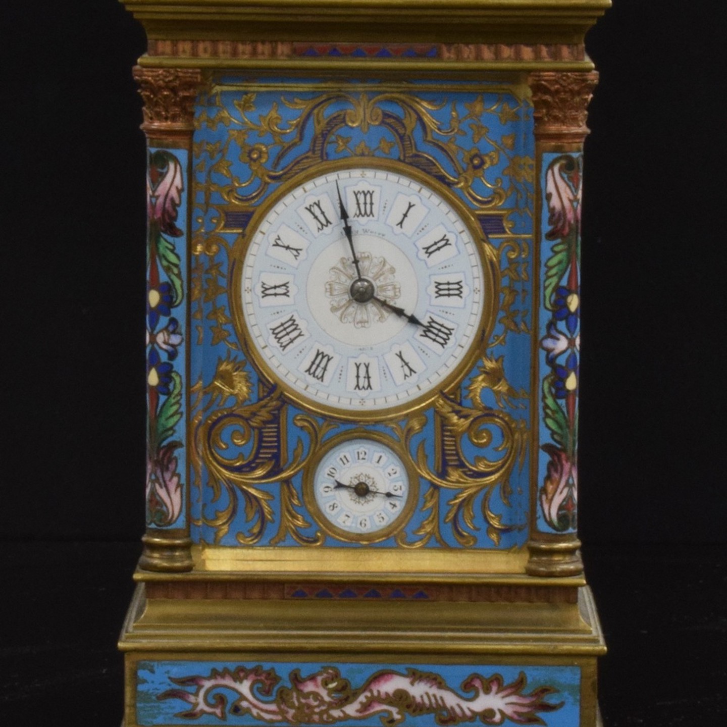 John White Of Paris Champlevé Enamel Gilt Cased Repeating Carriage Clock Sold £3,400