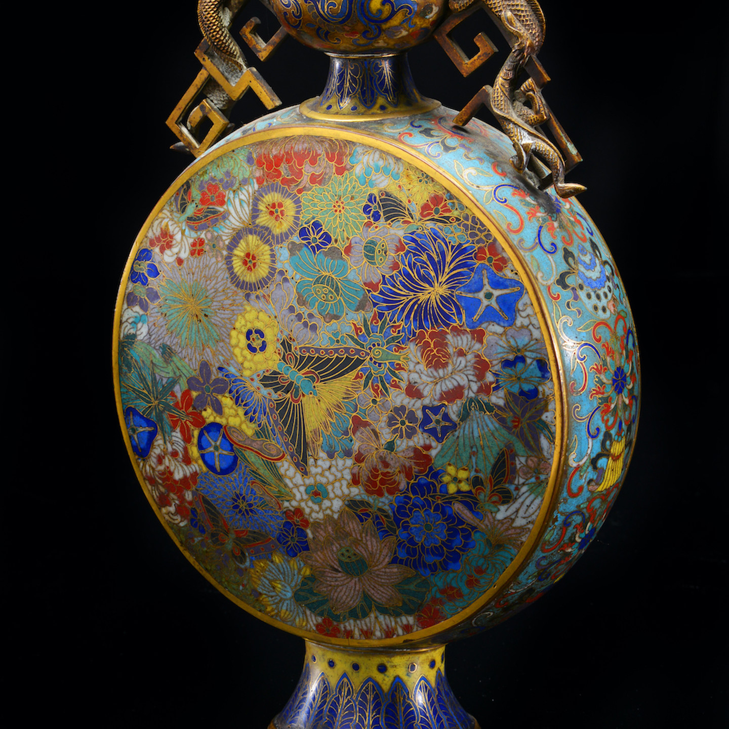 A Pair Of Chinese Jiaqing Period Cloisonne Moon Flask Vases Sold £3,600