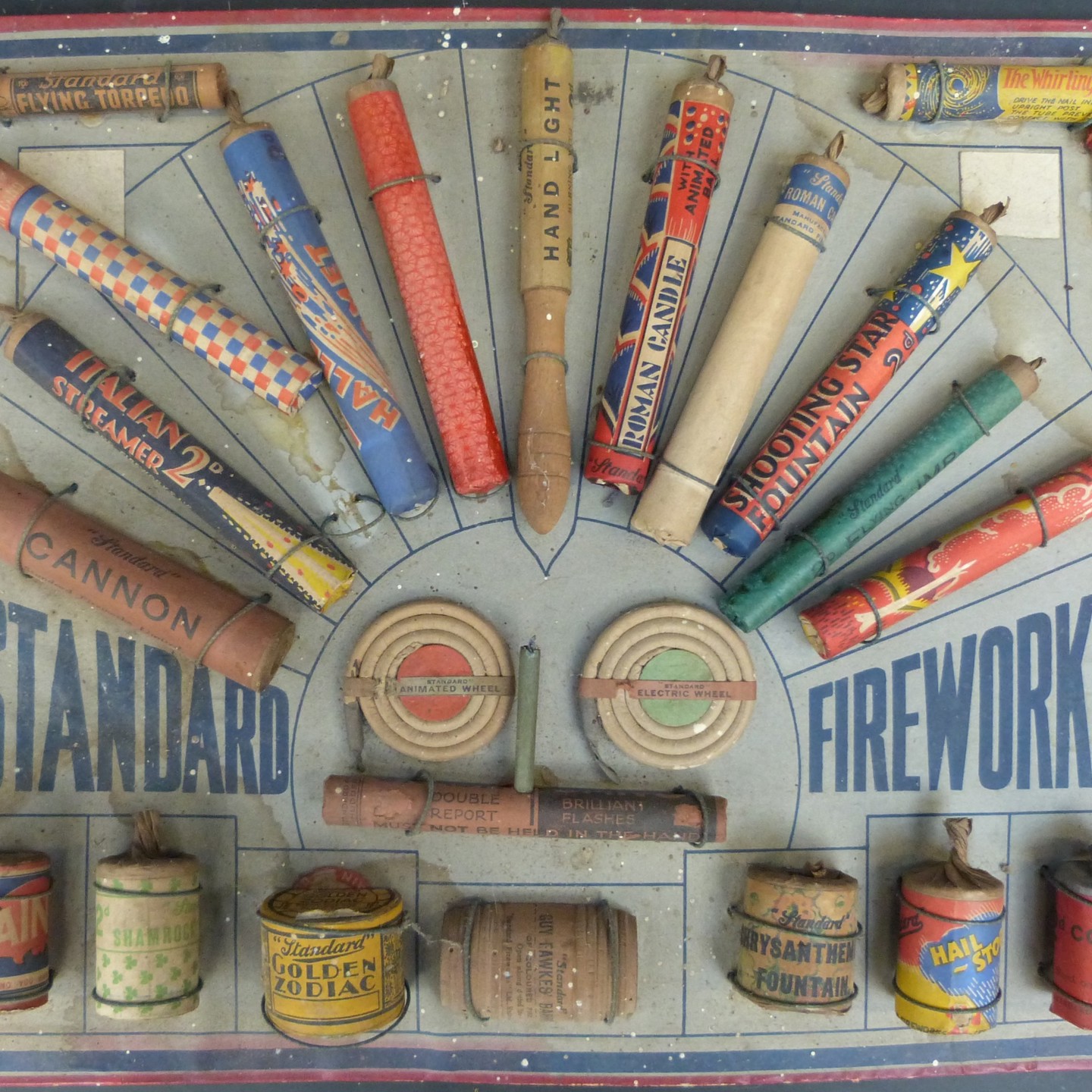 An Ex Shop Display Board For Standard Fireworks Include Jack In The Box, Mine Of Serpents Etc Sold For Ś750