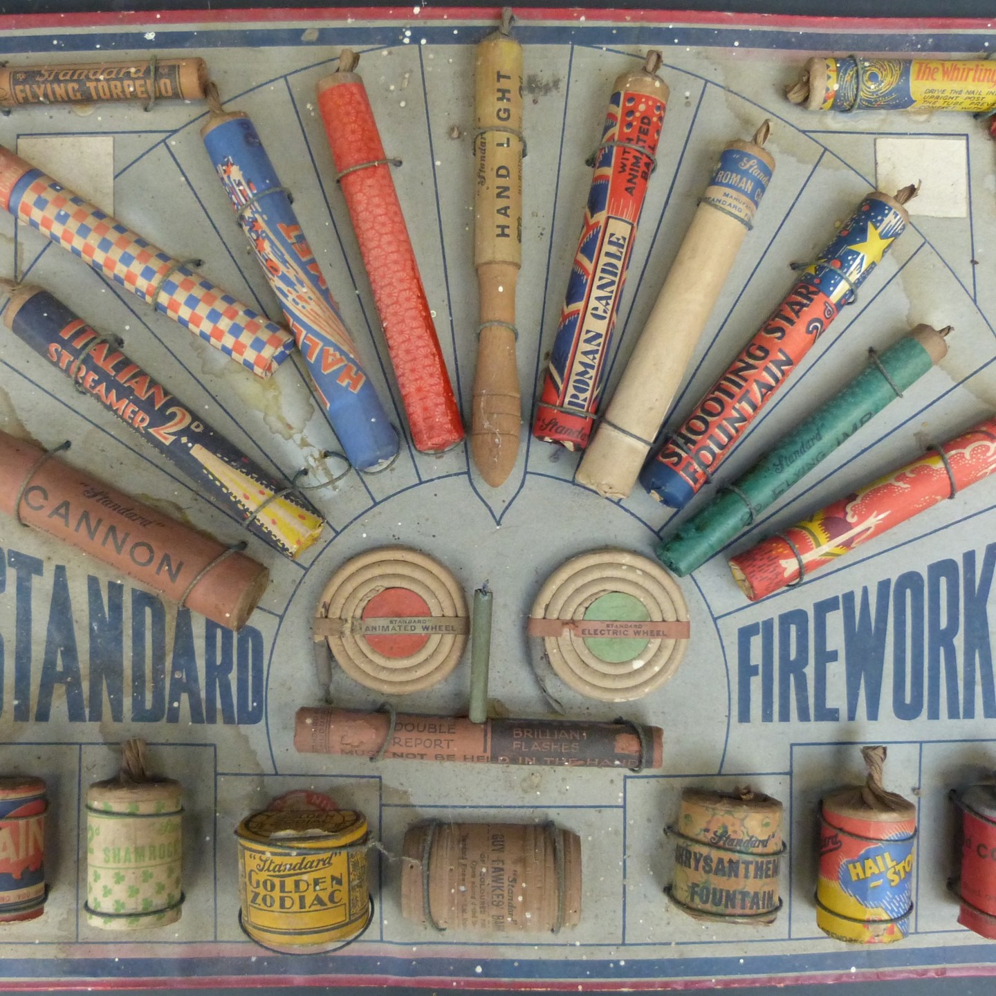 An Ex Shop Display Board For Standard Fireworks Include Jack In The Box, Mine Of Serpents Etc Sold For Ś750