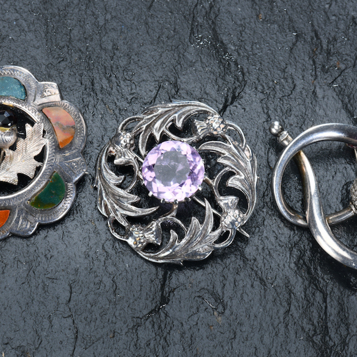 Three Scottish Silver Brooches. Sold For £120