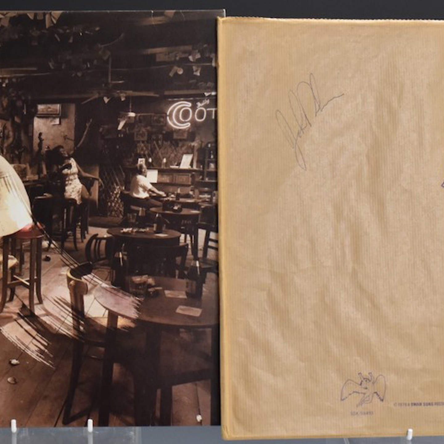 Led Zeppelin John Bonham In Through The Out Door (SSK 59410) Hand Signed By John Bonham On Outer Bag And Promo Poster Hammer £3000
