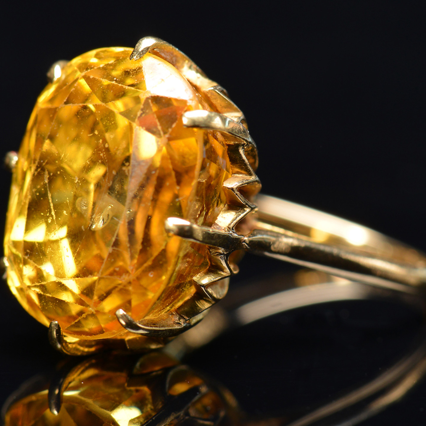 Victorian 18Ct Gold Ring Set With An Oval Cut Yellow Sapphire. Sold For £8,800