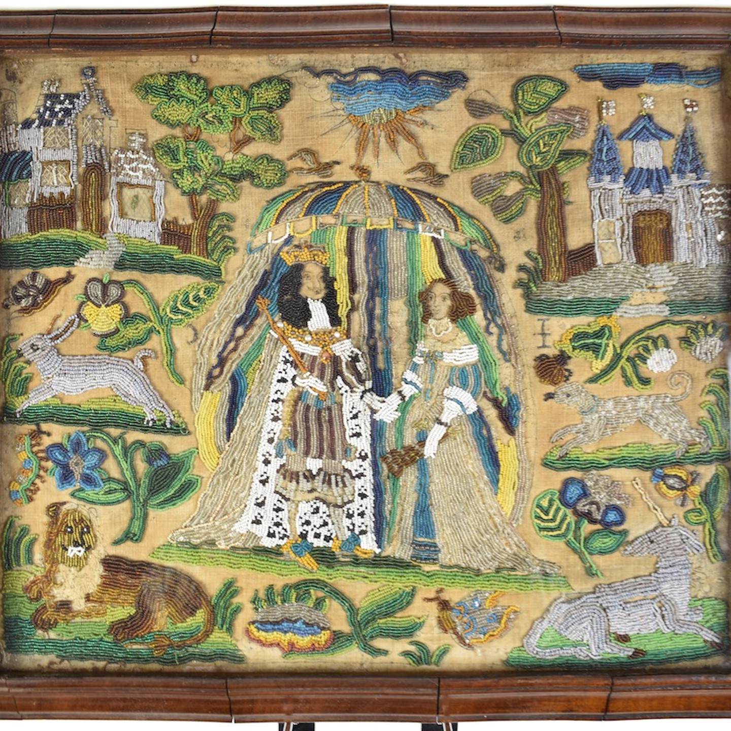 17Thc Beadwork And Embroidery Of The Marriage Of Charles II And Catherin Braganza. Sold For Ś7000