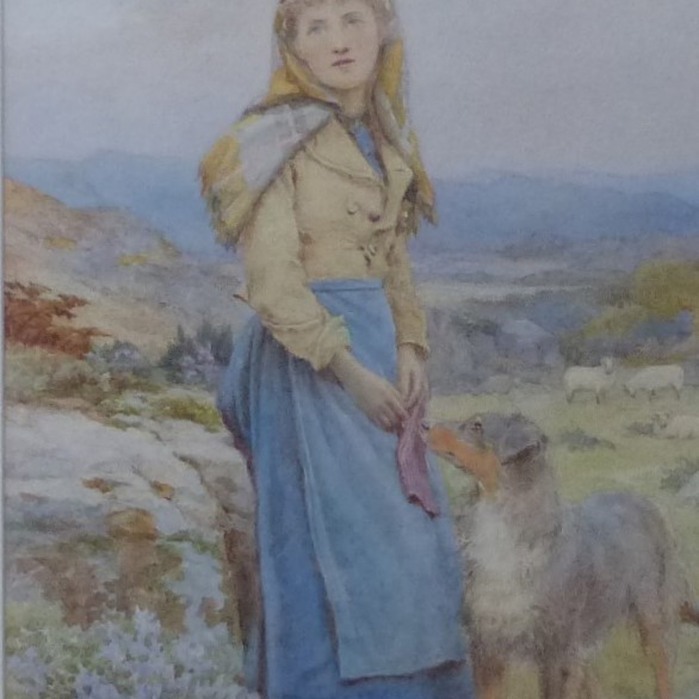Henry James Johnstone (1881 1900) Watercolour The Shepherdess With Her Dog (24Cm X 17Cm) Sold For Ś700